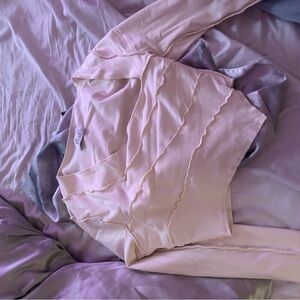 Oh Polly Cream Set Soft crop top long sleeves